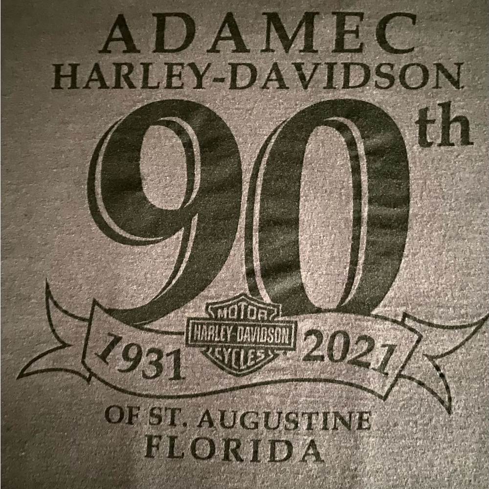 😎 Mens HD Pocket Tee Ademac 90th Anniversary Harley-Davidson St. Augustine, FL😎